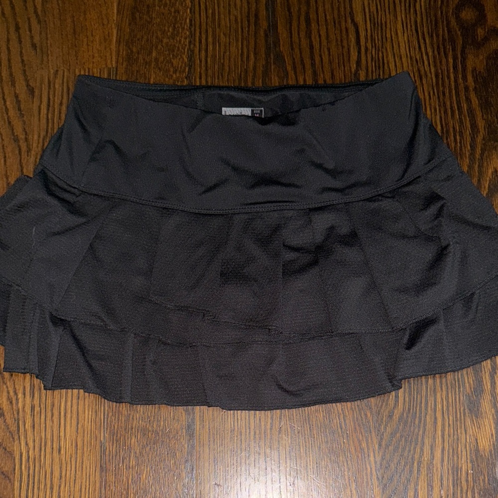 **Lucky in Love Black Mini Athletic Skirt**